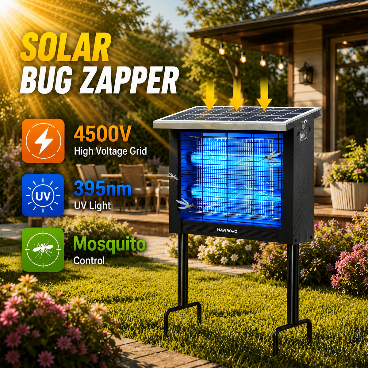 solar bug zapper outdoor bug zapper 4500v electric shock