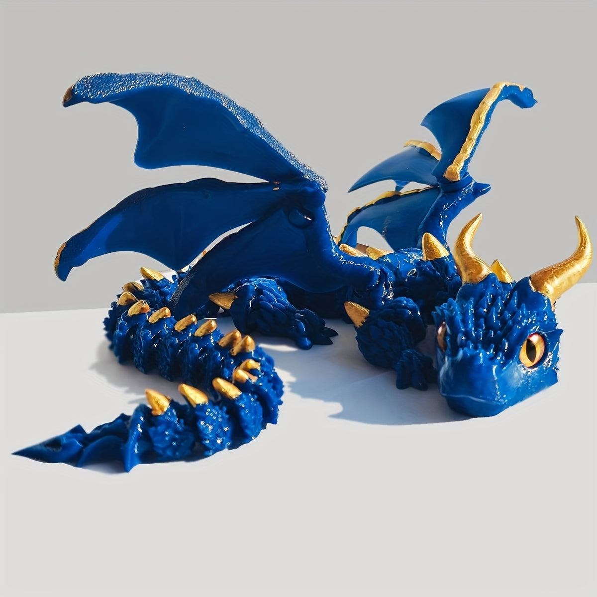 3d printed dual horned dragon statue flexi wings