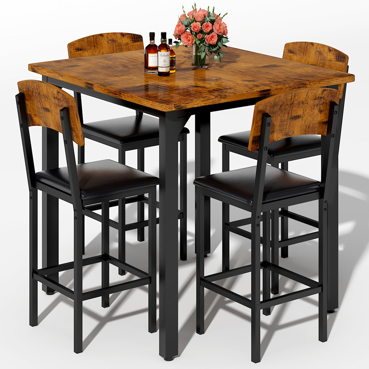 5pcs dining table chair set 1 counter height table 4