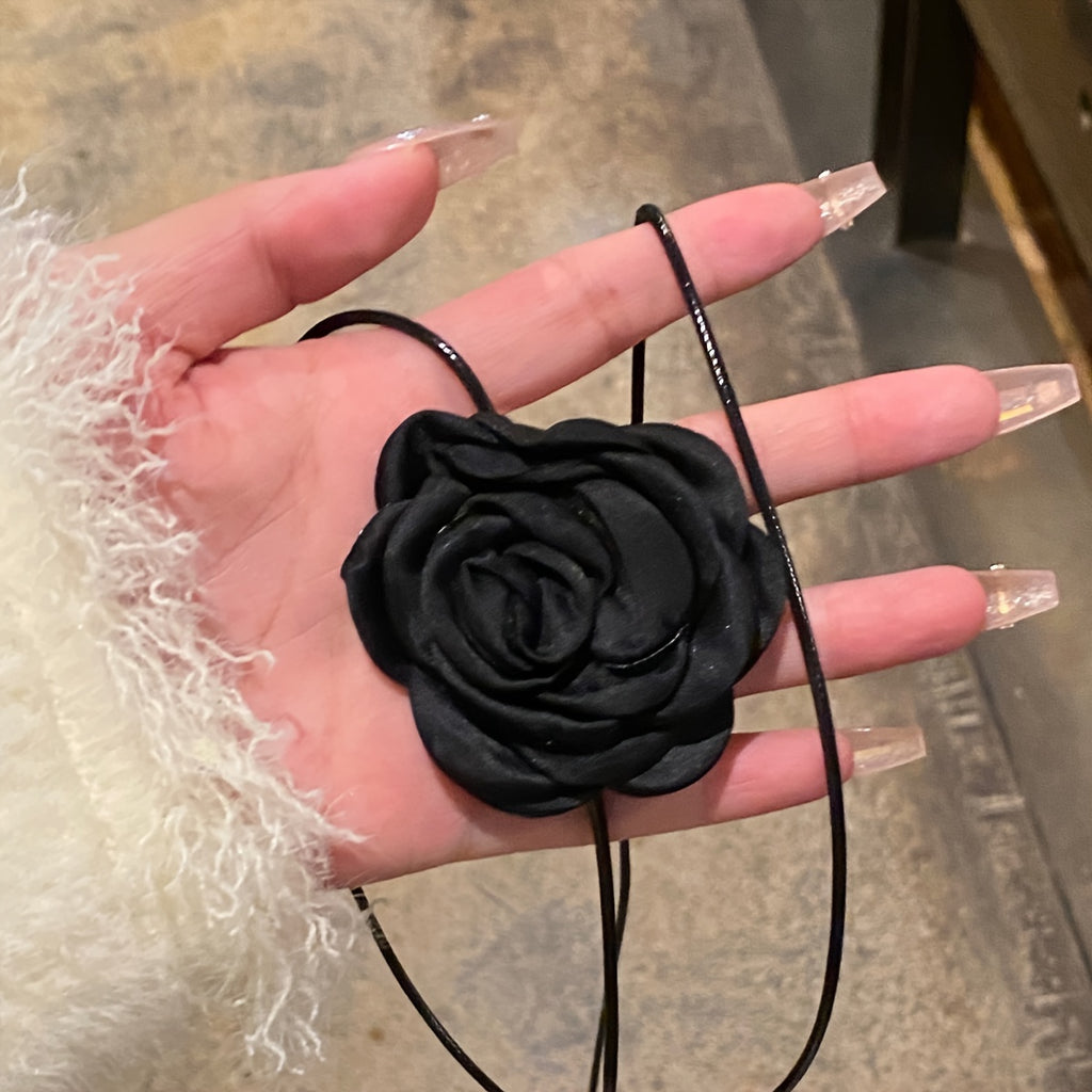 2pcs black white flower necklaces rose choker neckbands