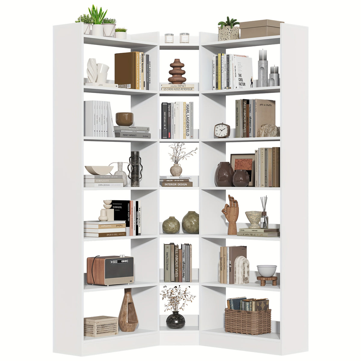 70 8 corner bookshelf bookcase 7 tiers l shaped bookshelf