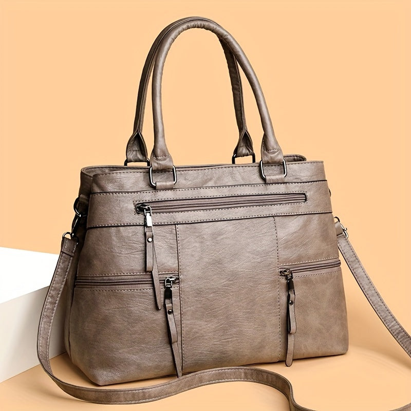 womens shoulder bag fashion solid color handbag multi layer