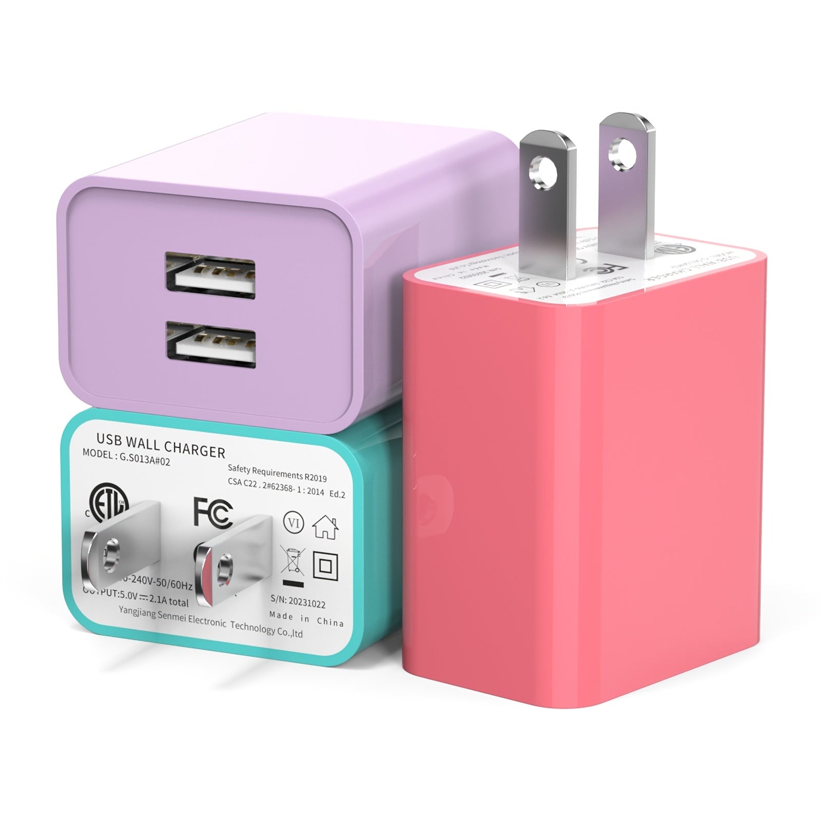 1   3 pack 4 pack 2 1a dual port usb charger block