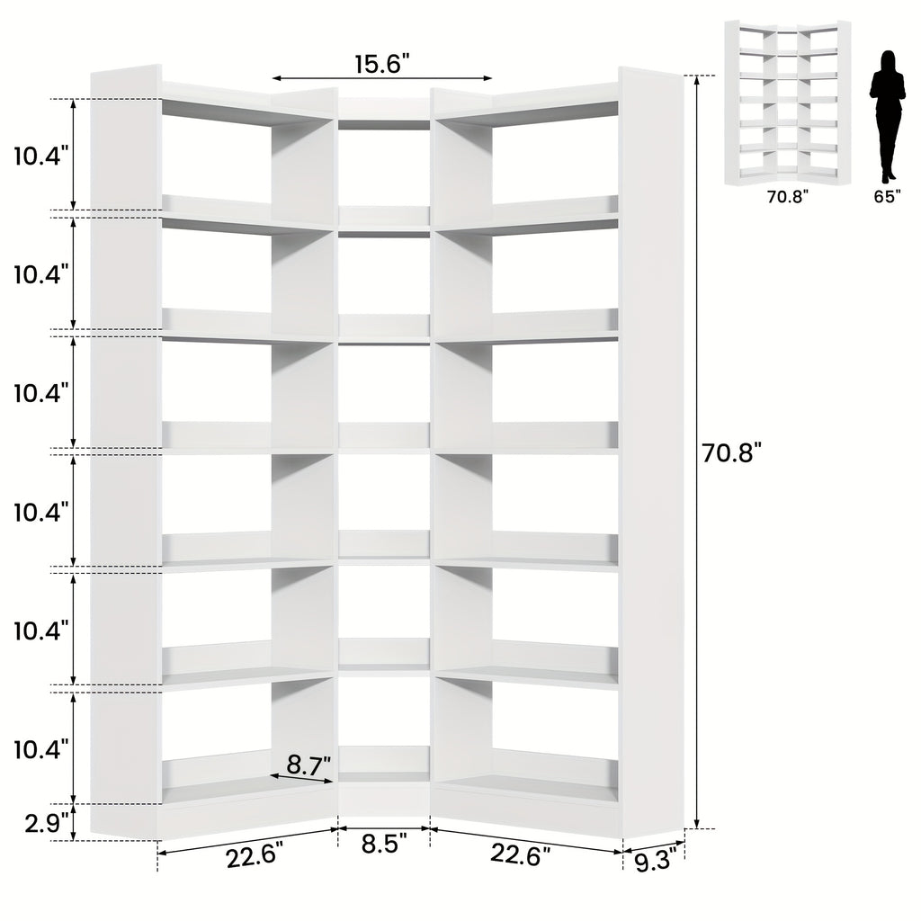70 8 corner bookshelf bookcase 7 tiers l shaped bookshelf