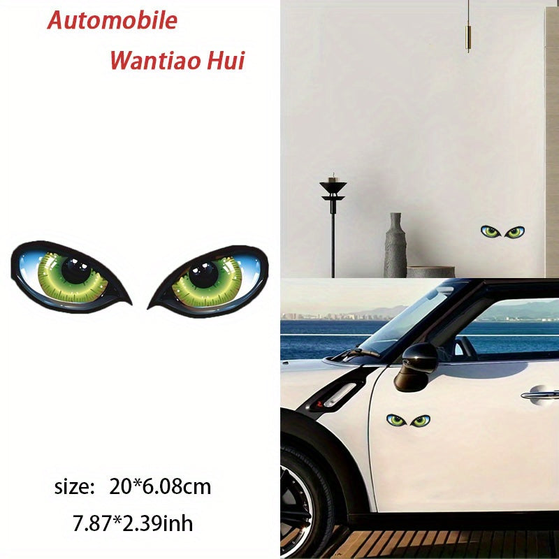 a pair vibrant vehicle stickers a bright 3d green cat eye
