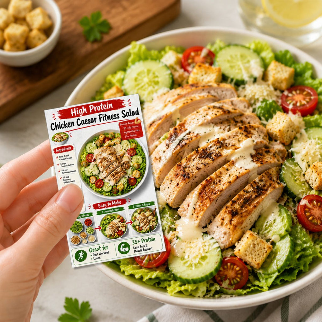 set high protein salad recipe cards   prep guide