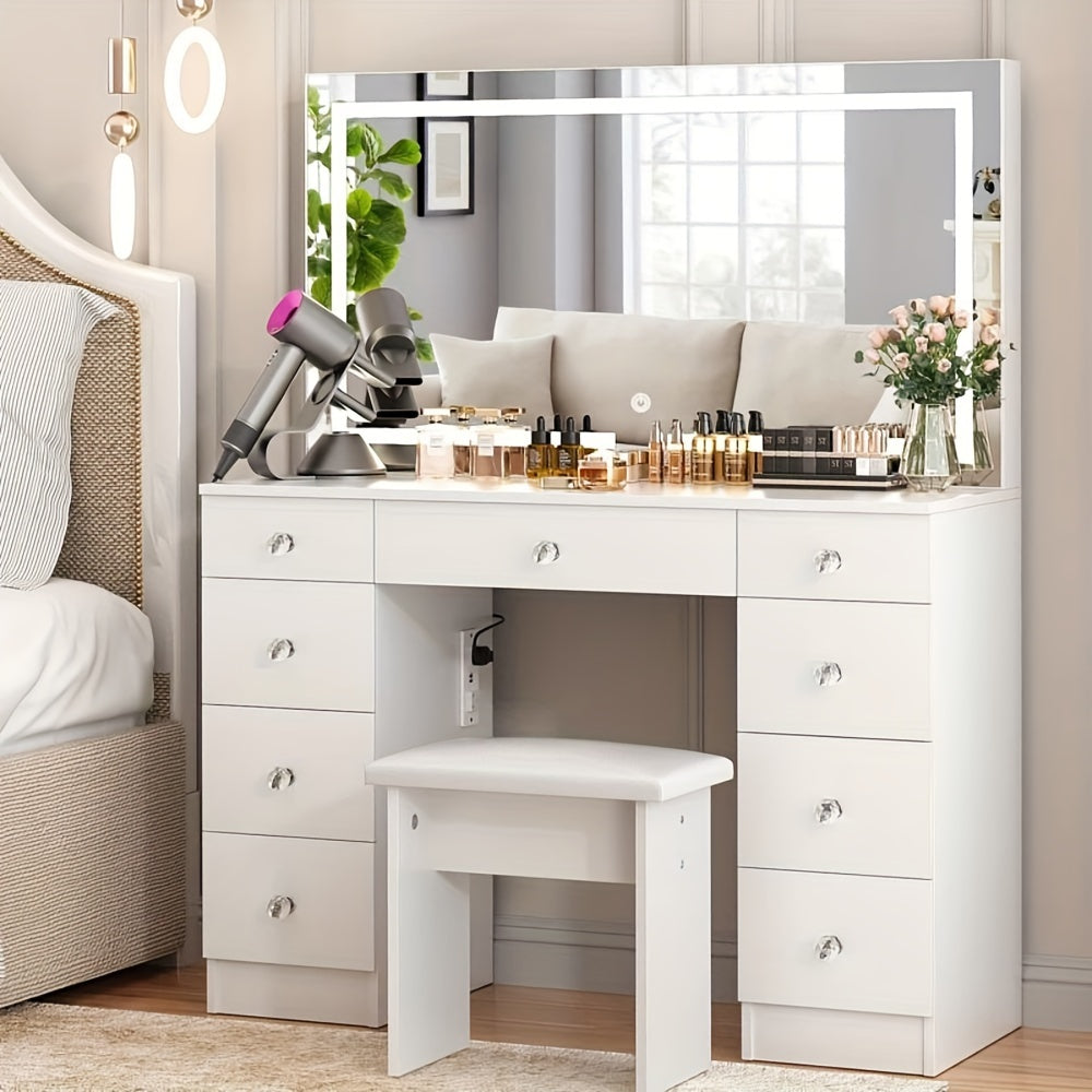 43 makeup vanity desk set featuring a power outlet