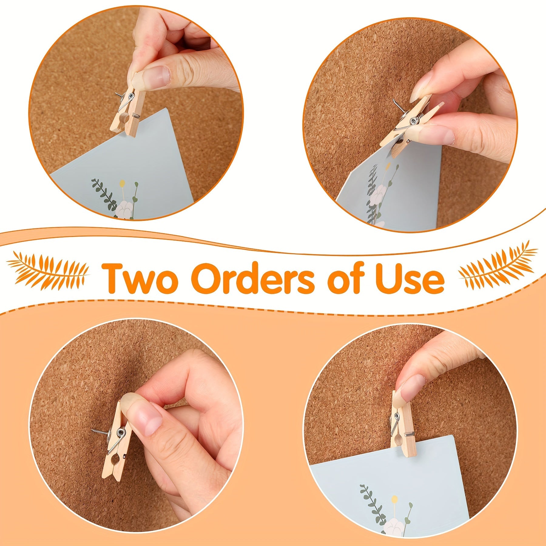 30pcs push pins wood holder set transparent box packaging