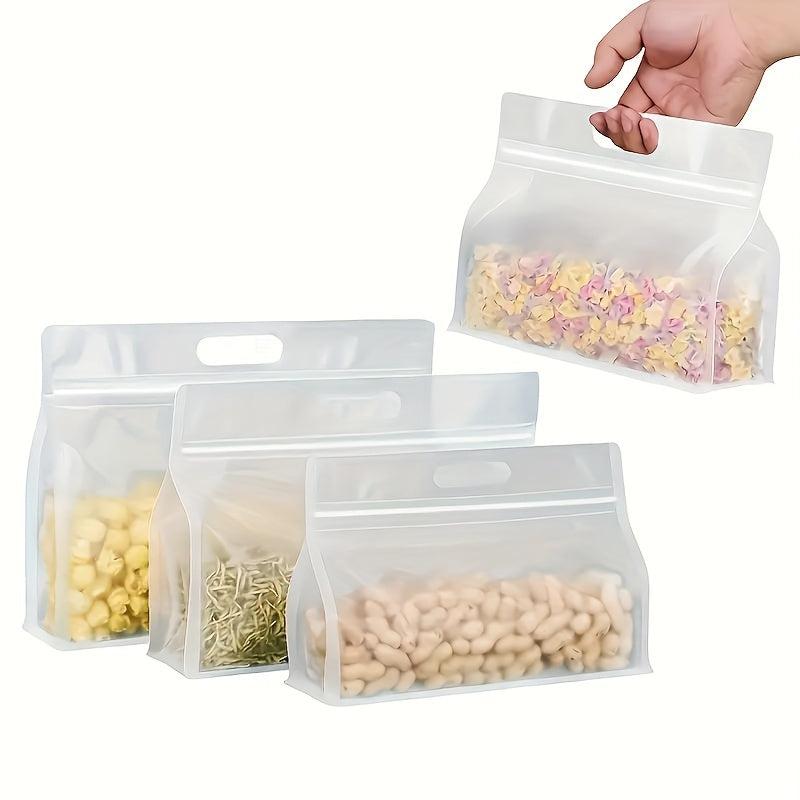 8pcs extra large reusable storage bags handles leakproof