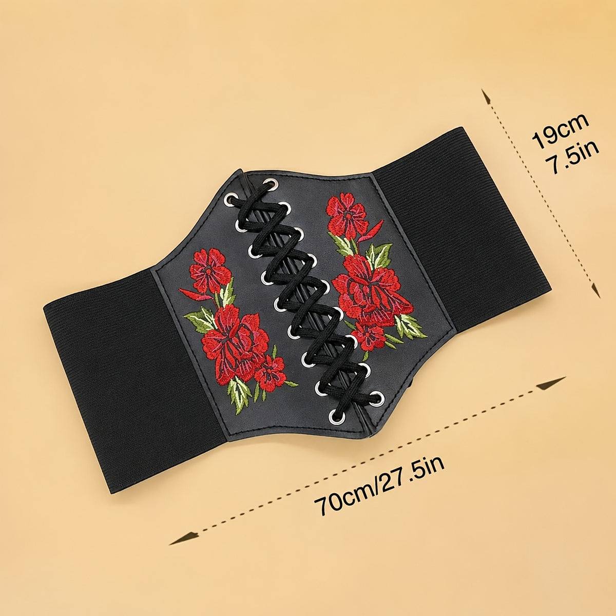 ladies floral cinch belt   elastic waist belt
