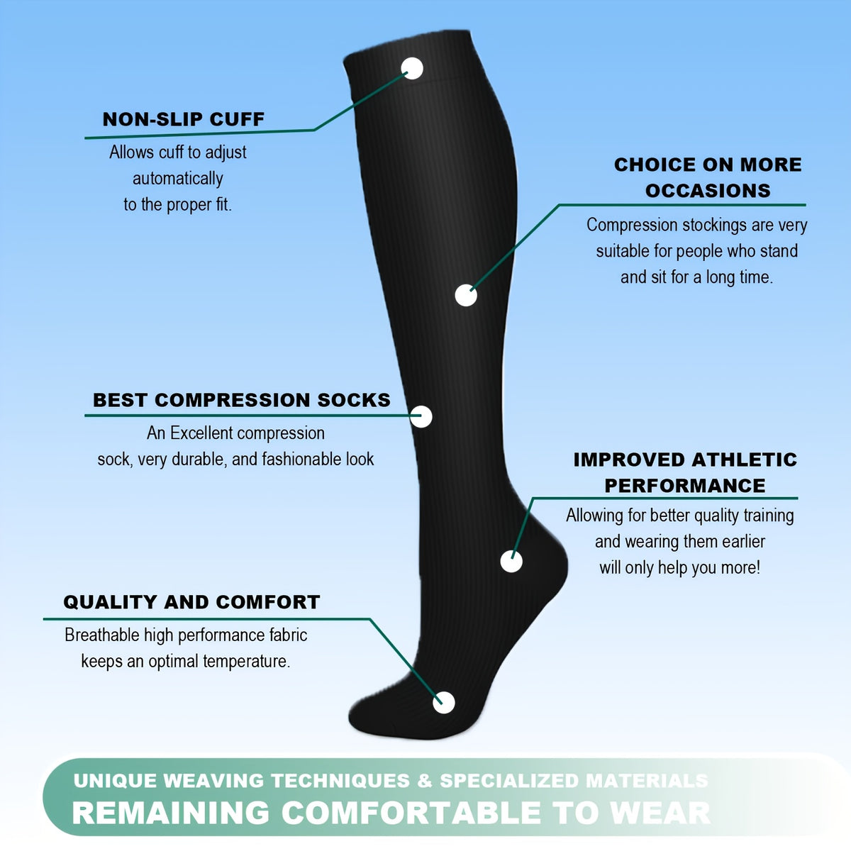 5 pairs compression sock set women men   best long
