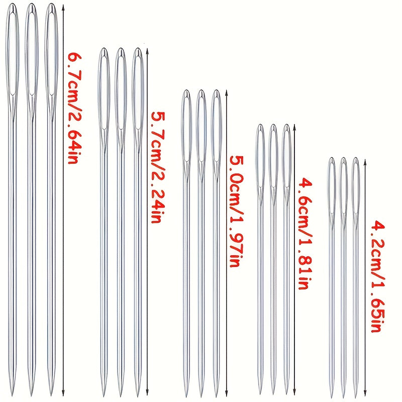 15 large random eye sewing needles hand   faux leather