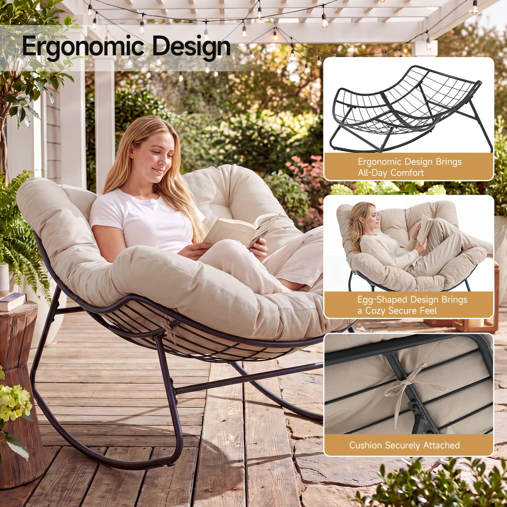 outdoor papasan rocking chair 450 lbs oversized comfy patio