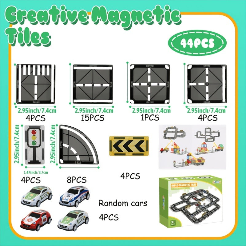 44pcs magnetic track set pulling small cars magnetic