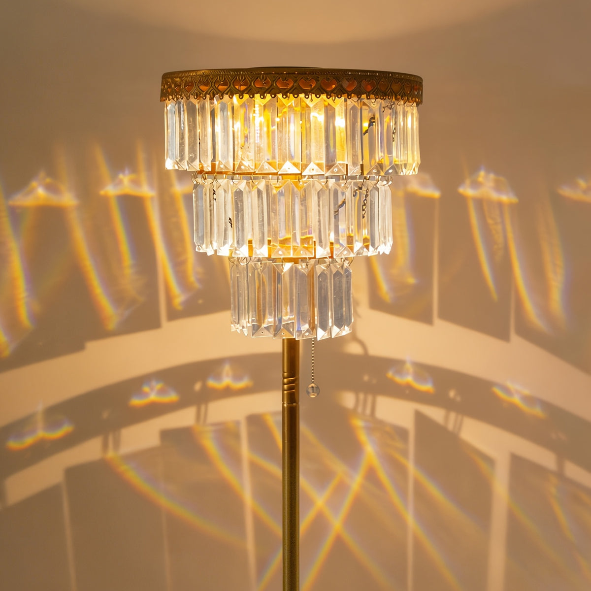 solar outdoor floor lamp 4ft crystal   waterproof