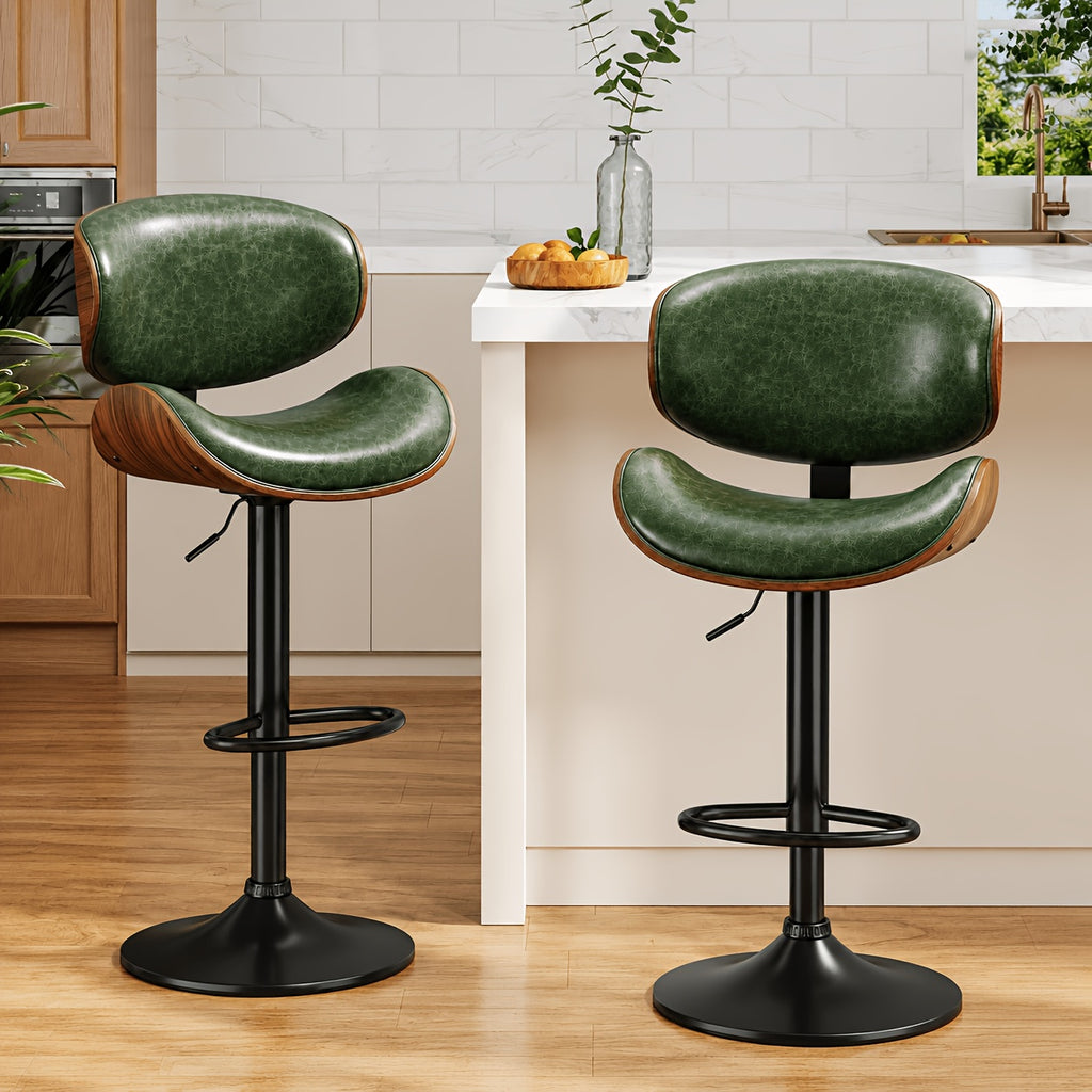 1 2pcs bar stools adjustable swivel faux leather bar stool