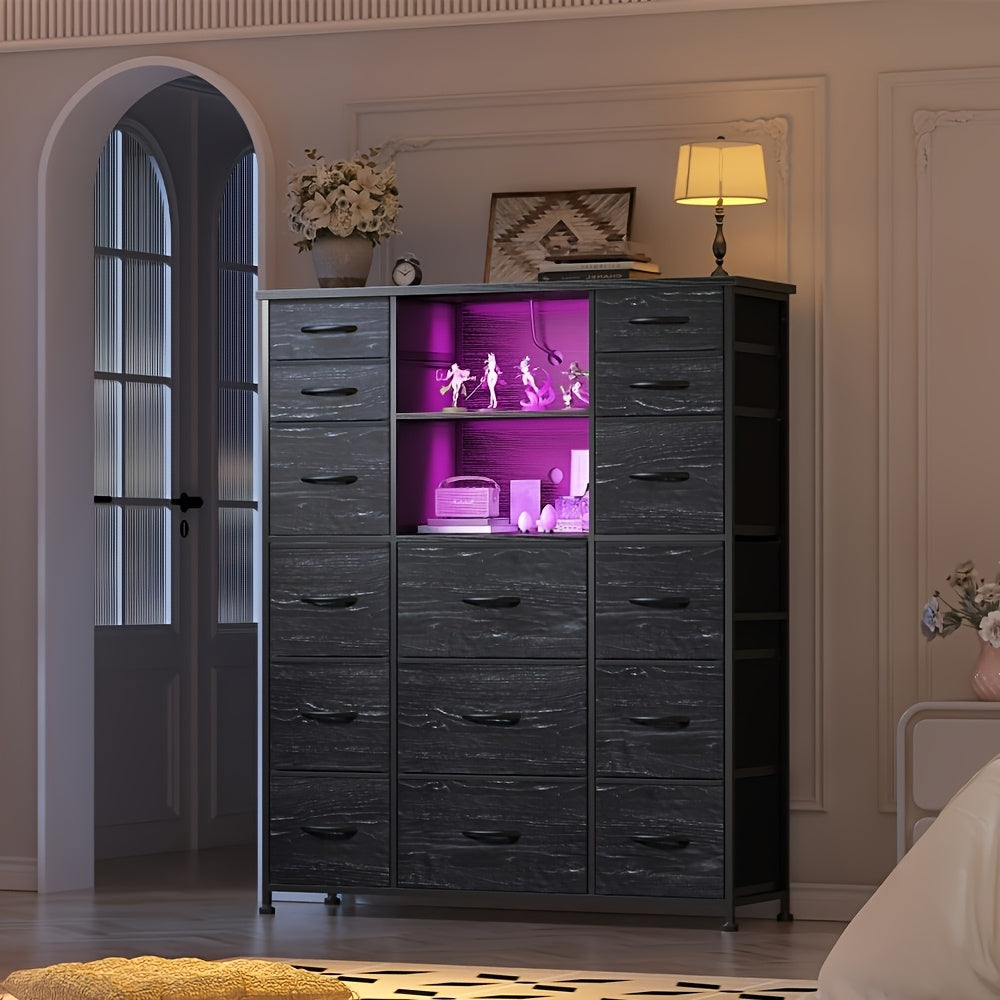 15 drawer tall dresser 20 color led lights bedroom