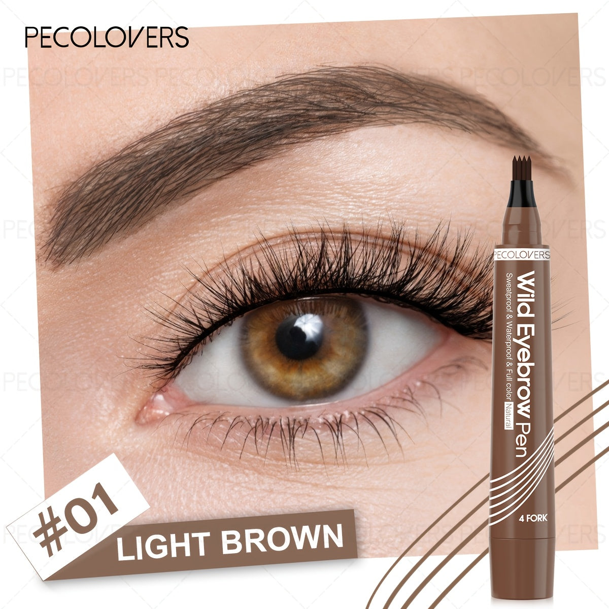1pc waterproof eyebrow pen 6 colors featuring a 4 fork tip