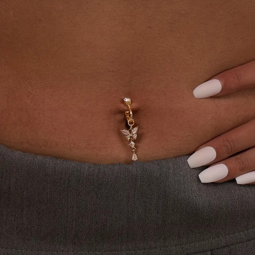 womens   tassel fashion belly button clip no