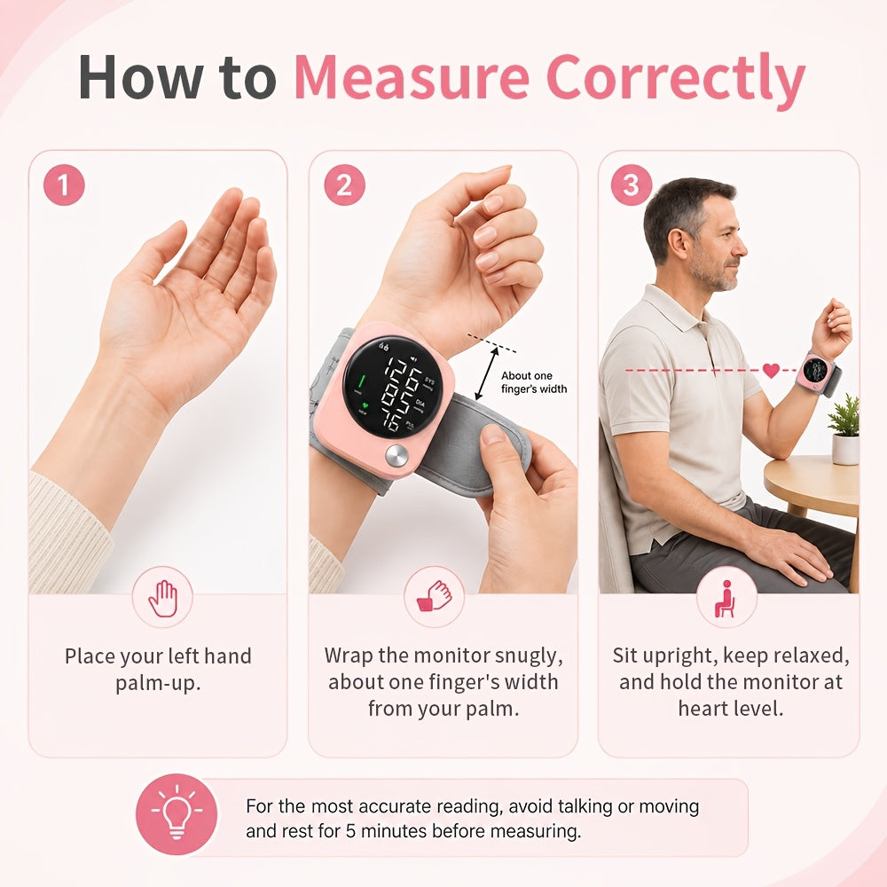 wrist blood pressure monitor adjustable cuff large lcd voice