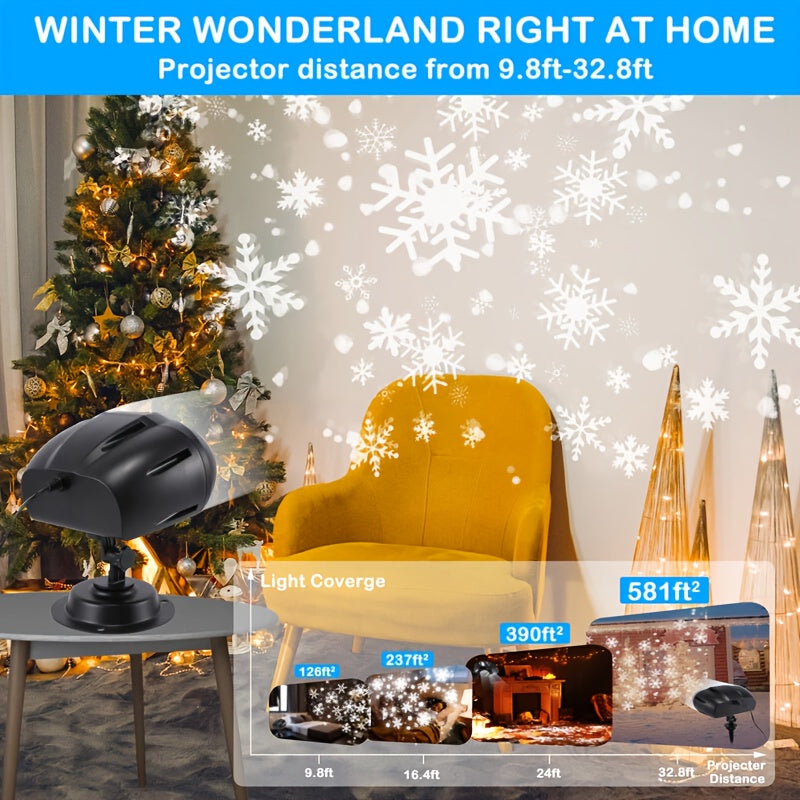 snowflake projector light rotating effect decoration