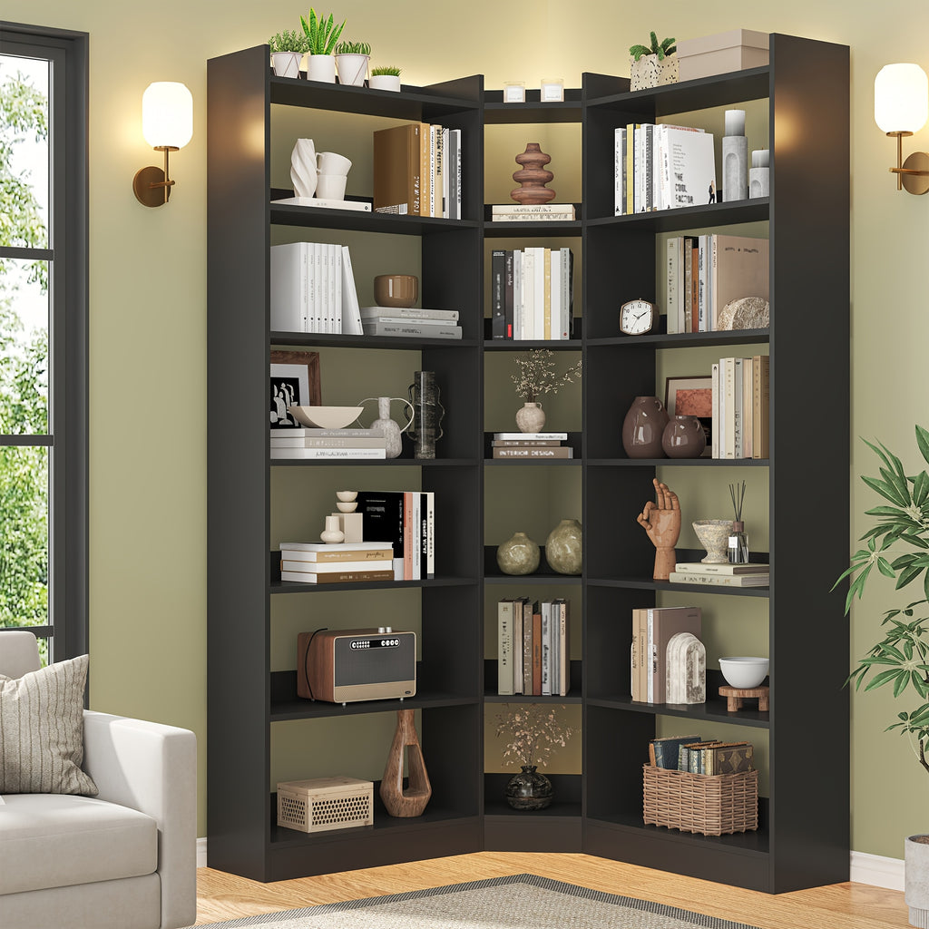 70 8 corner bookshelf bookcase 7 tiers l shaped bookshelf