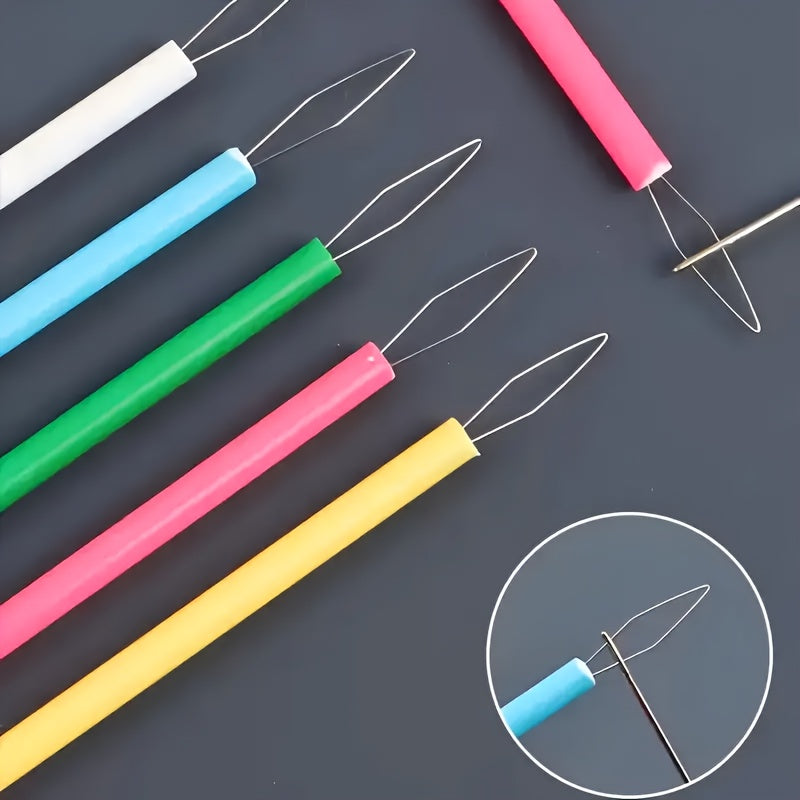 12pcs set colored plastic threaders cylindrical threader kit