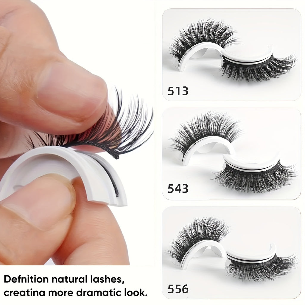 3 pairs reusable self   false eyelashes wearing tools