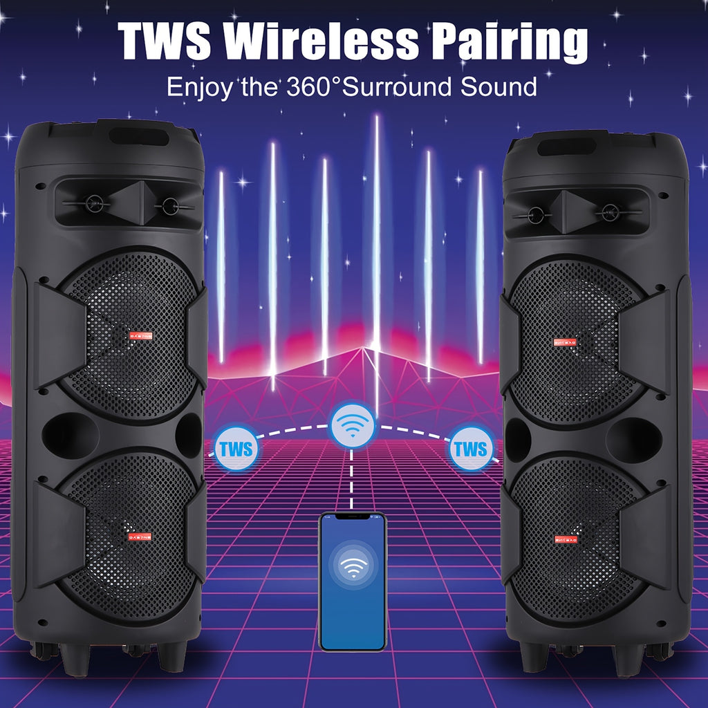 portable bluetooth pa speaker dual 8 karaoke speaker system