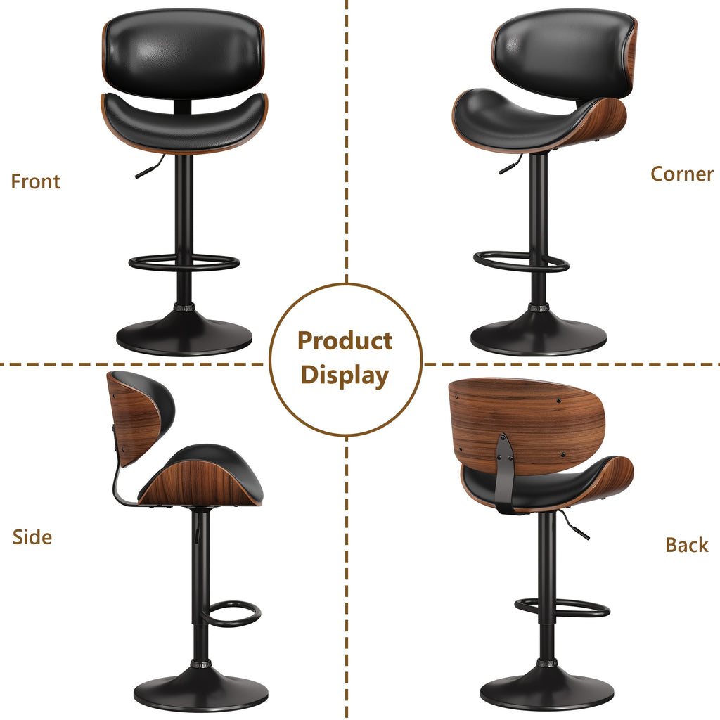 1 2pcs bar stools adjustable swivel faux leather bar stool