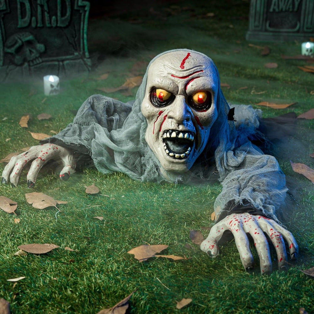 outdoor halloween decoration featuring   zombie