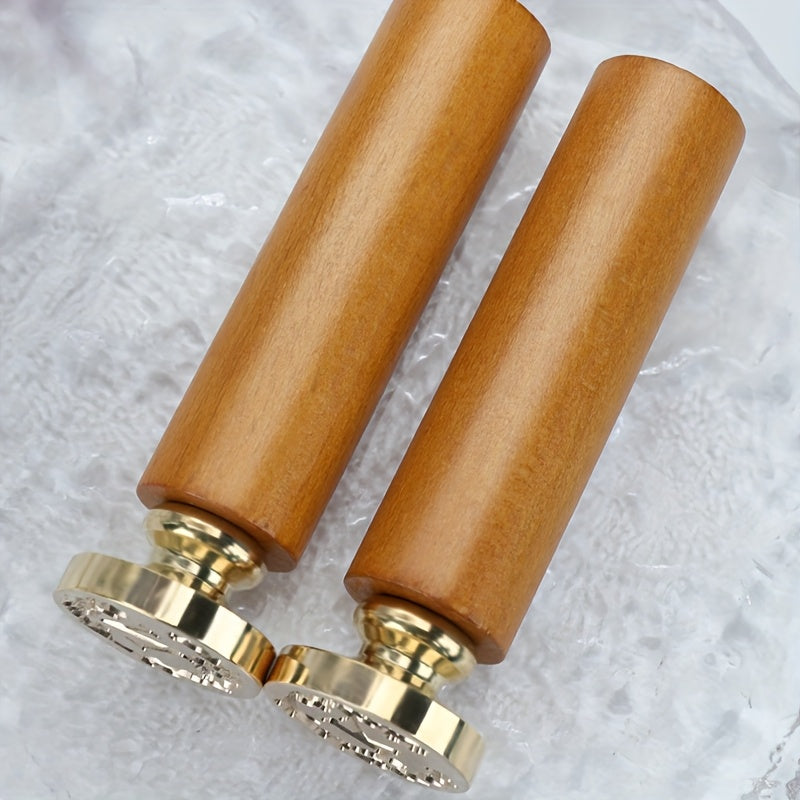 1 set retro letter wax sealing set yellow wooden handle wax
