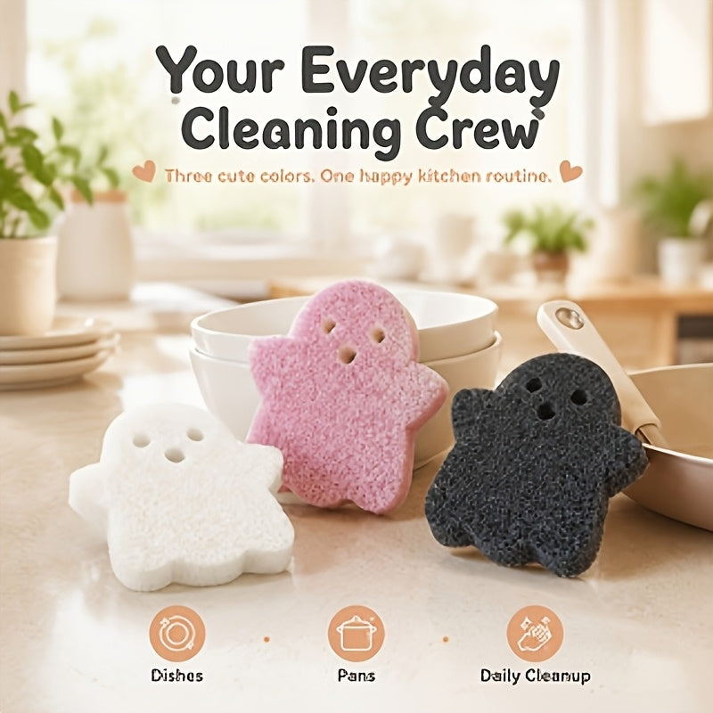 6pcs assorted colors halloween themed sponge scrubbers three