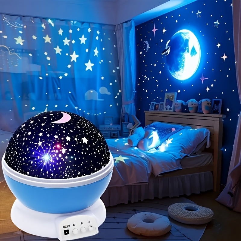 3d rotating star moon projector night light usb powered