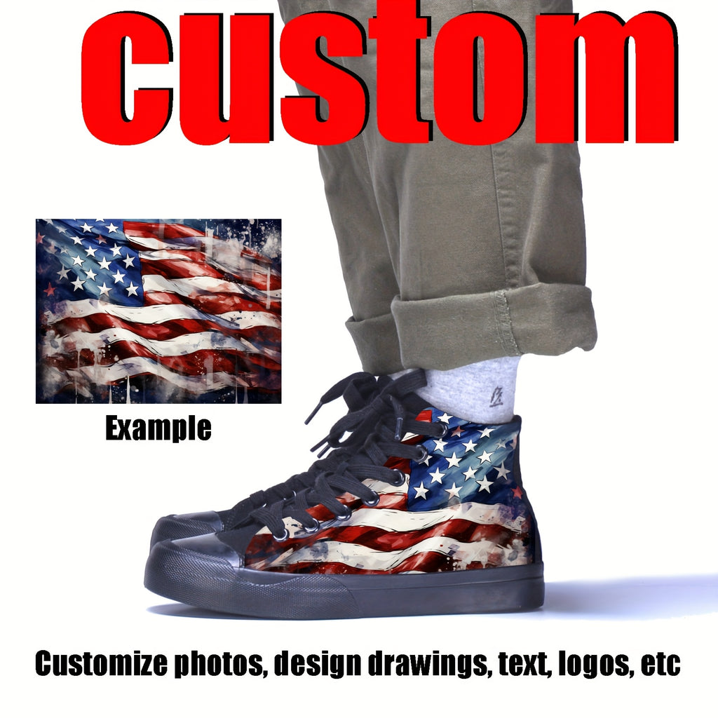 custom photo image black high top canvas sneakers casual