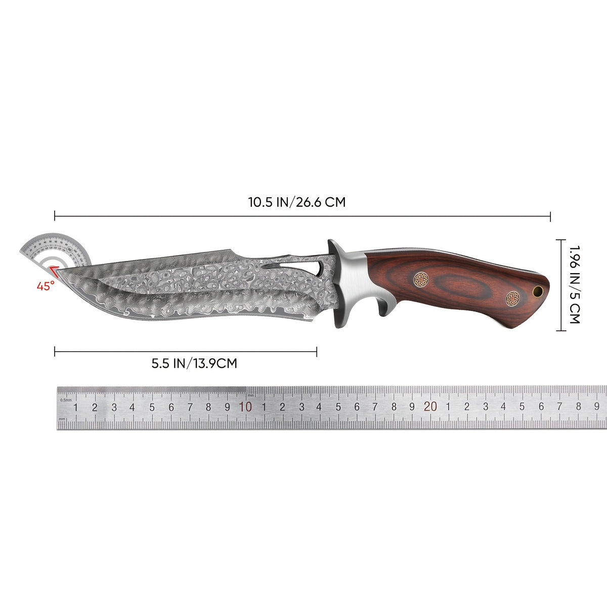 5 5 inch damascus steel fixed blade knife portable outdoor