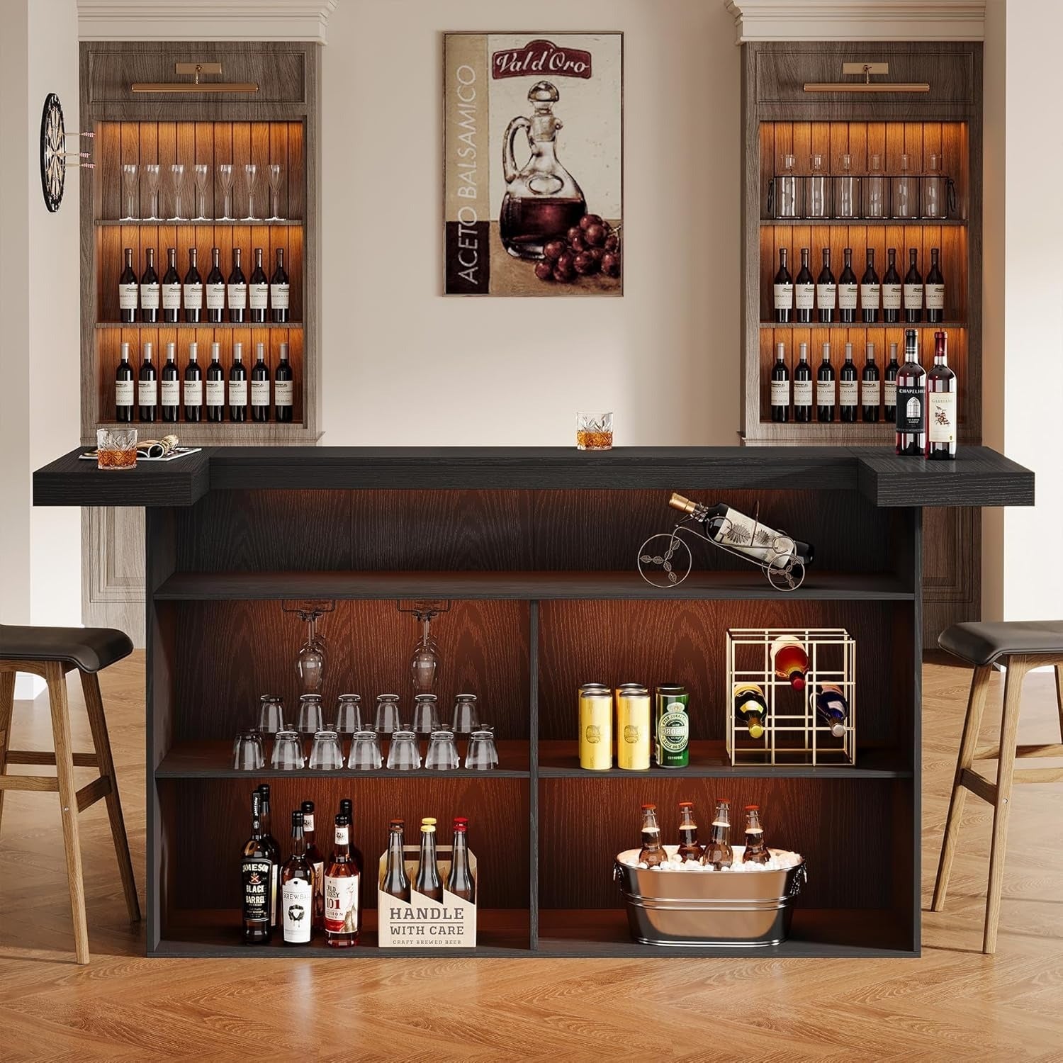 70   large bar table 4 tier storage home bar wine
