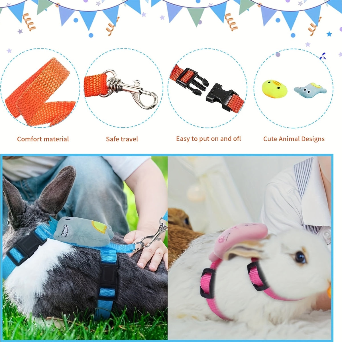 adjustable rabbit harness belt set anti escape rabbit vest