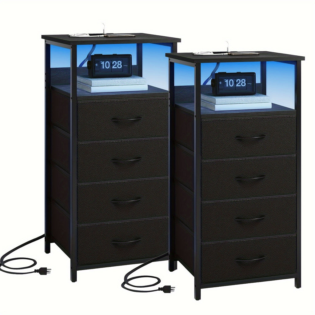 1 2pcs night stand display stand 1 2 3 4 drawers led