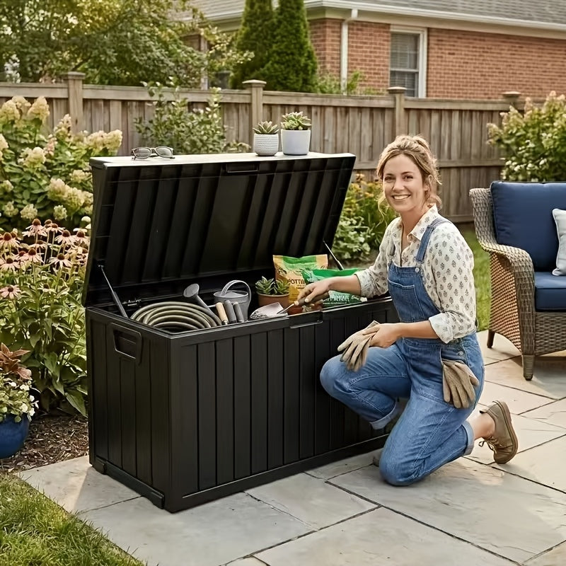 75 gallon outdoor storage box lockable   lid portable