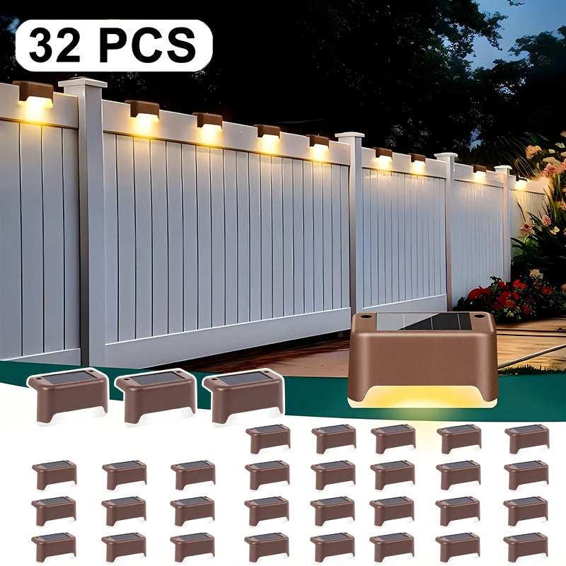 32 pack solar led deck lights auto 12hr lighting outdoor
