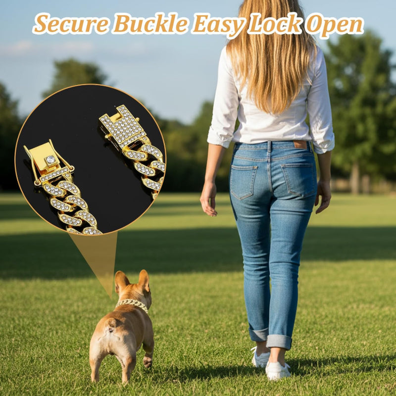 2pcs   chain collar 8 inch dog chain collars cuban
