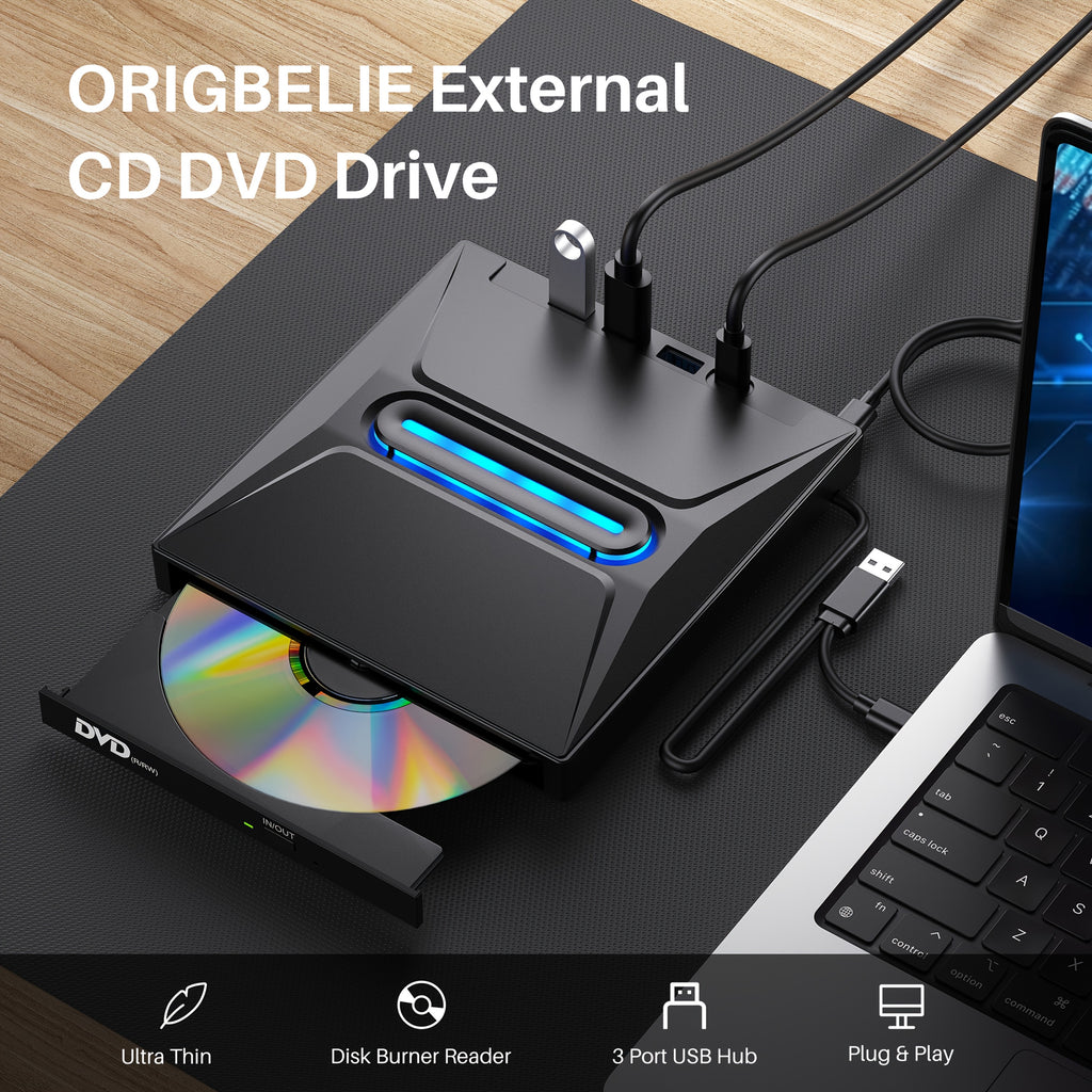 new 8 in 1 luminous external cd dvd drive usb 3 0 type c