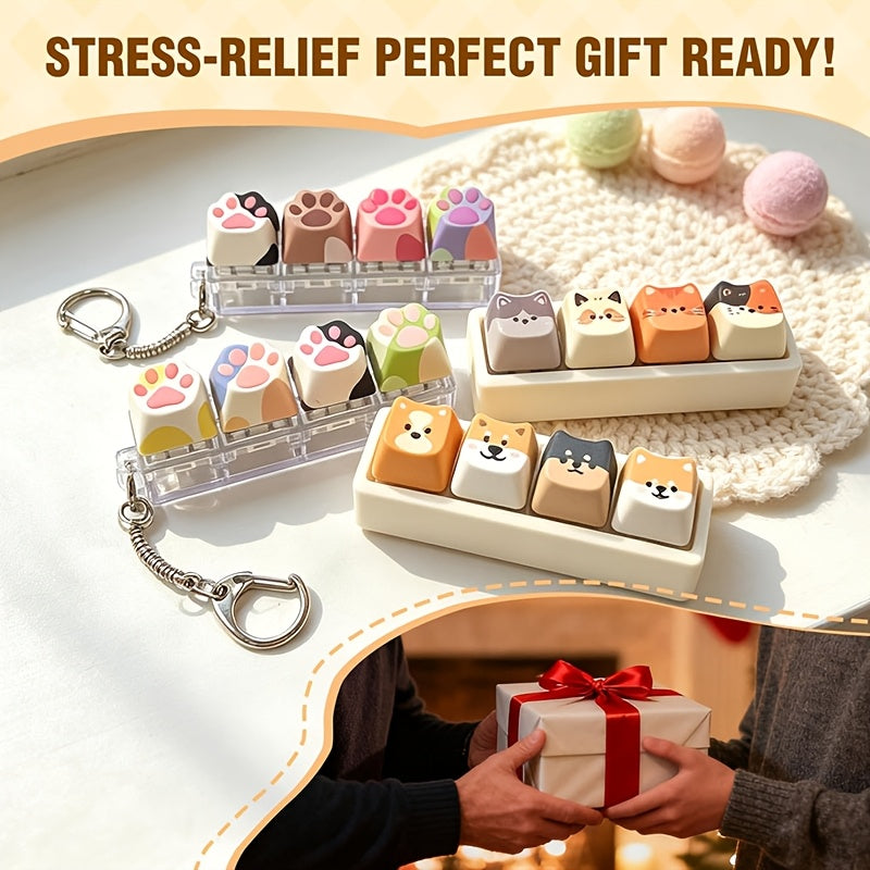 cute cat paw keyboard fidget toy   sound stress clicker