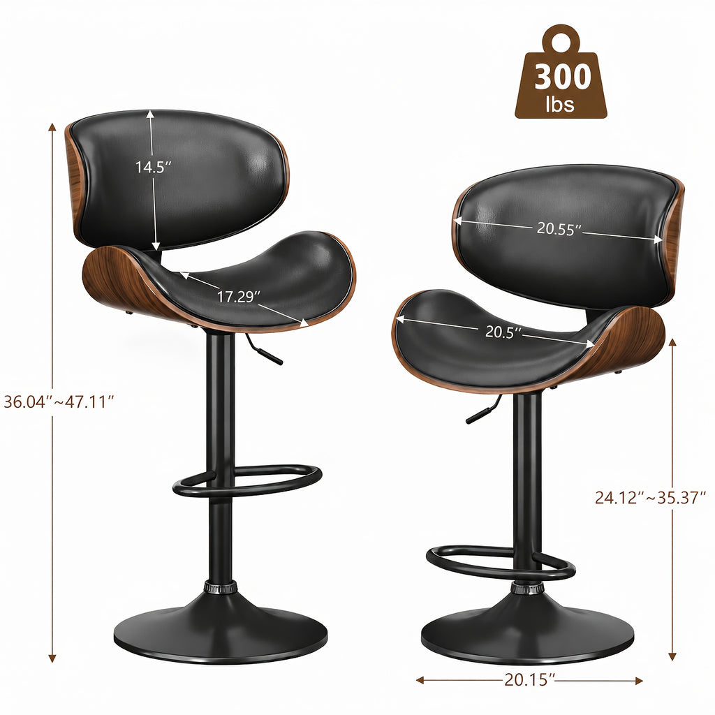 1 2pcs bar stools adjustable swivel faux leather bar stool